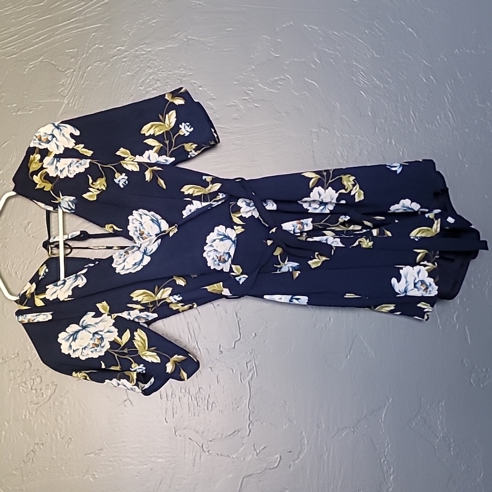 Trixxi Dark Blue Floral Romper EUC